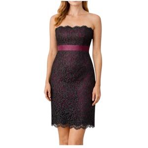 Badgley Mischka Burgundy Lace Cocktail Dress